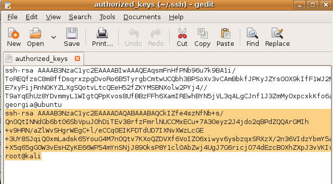Publiczne klucze w authorized_keys