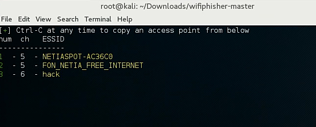 any time to copy an access point from below num ESSID