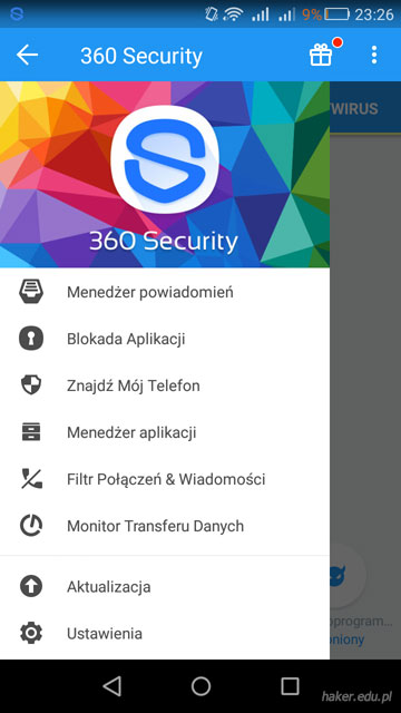 Polskojęzyczne GUI programu Qihoo 360 AntiVirus 2.1