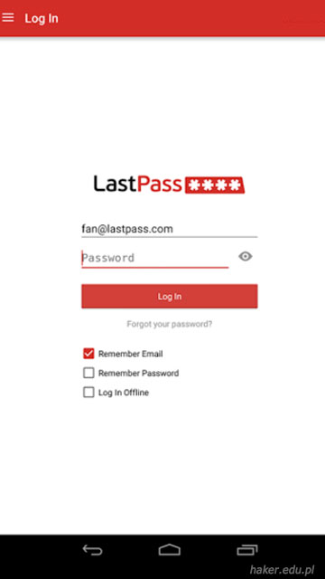 Logowanie do aplikacji LassPass Android