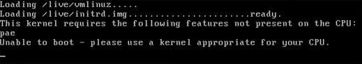 Unable to boot - please use a kernel appropriate for your CPU error fix